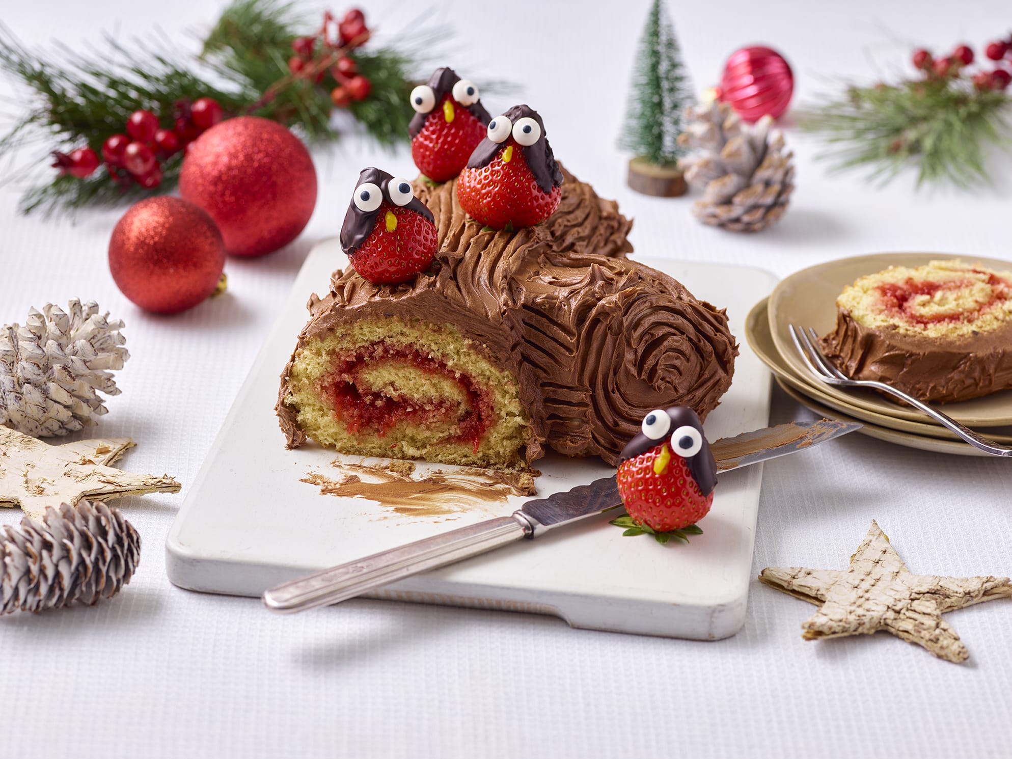 Strawberry Yule Log